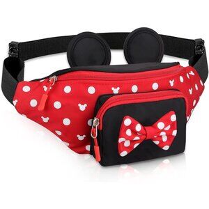 Women's Red Waist Pack Teen Girls Mini Mouse Belt Bag Cartoon Fanny Packs